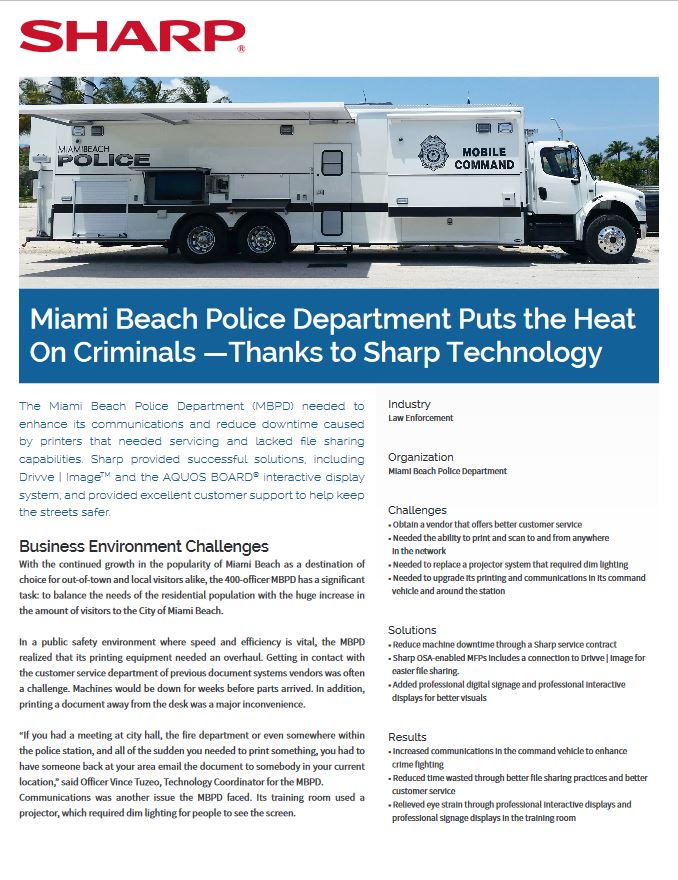 Sharp, Miami Police, Case Study, South Mississippi Business Machines