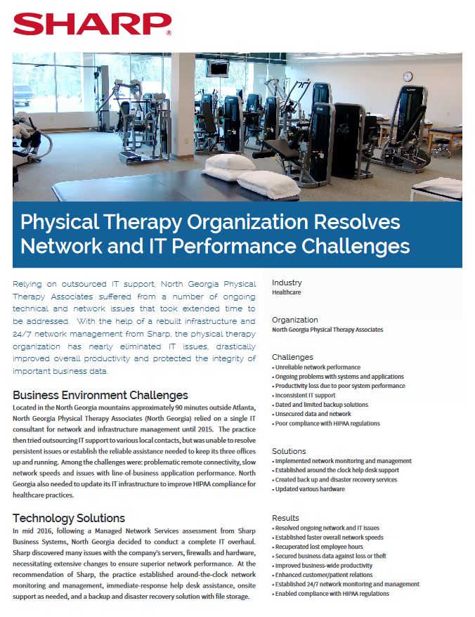 Sharp, Physical Therapy Organization, Case Study, South Mississippi Business Machines